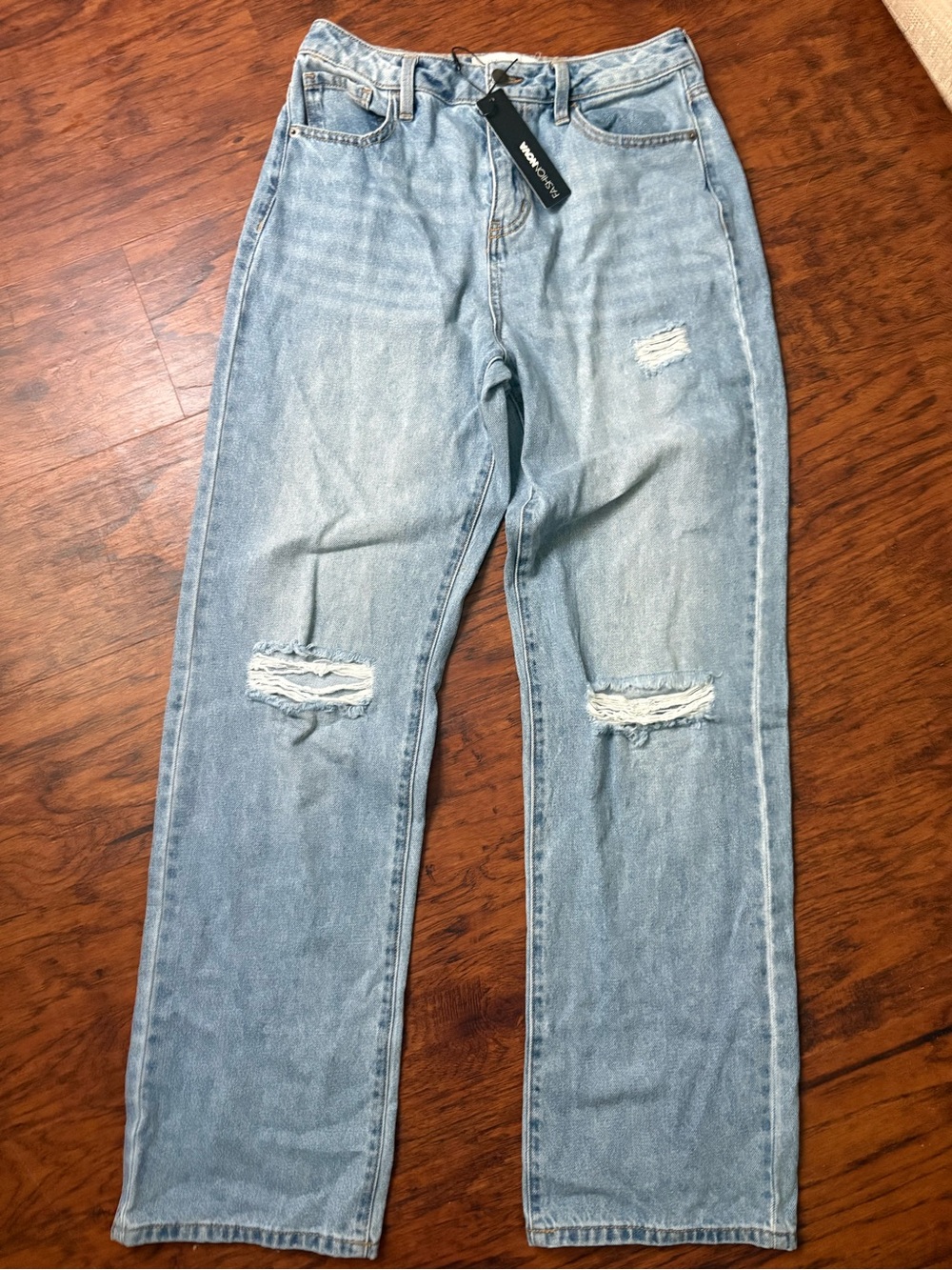 Fashion Nova Light Blue Distressed Relaxed Men’s Jeans